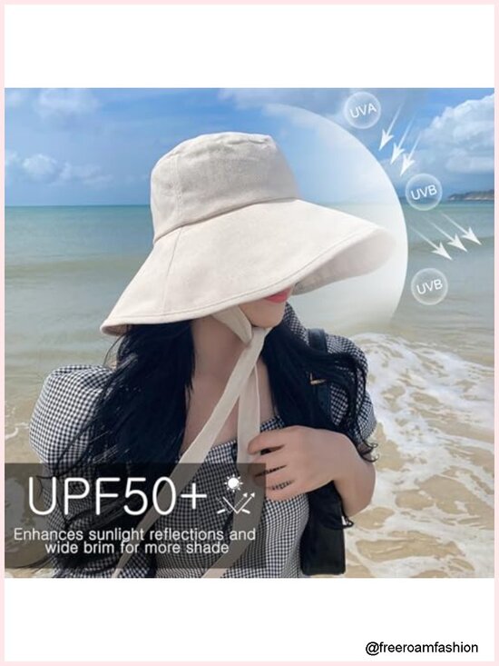 UPF 50+ Cotton Bucket Hat with Chin Strap, Foldable, Adjustable Sun Hat